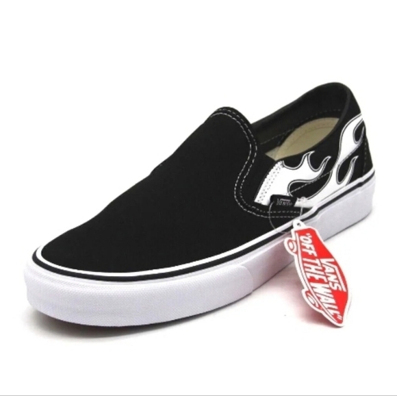 Vans Other - VANS CLASSIC SLIP-ON FLAME BLACK/WHITE  VN0A33TBK681 MENS SKATEBOARDING SIZE 10